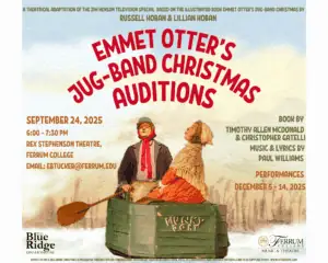 Auditions for Emmet Otter's Jug-Band Christmas September 24 6-7:30 pm