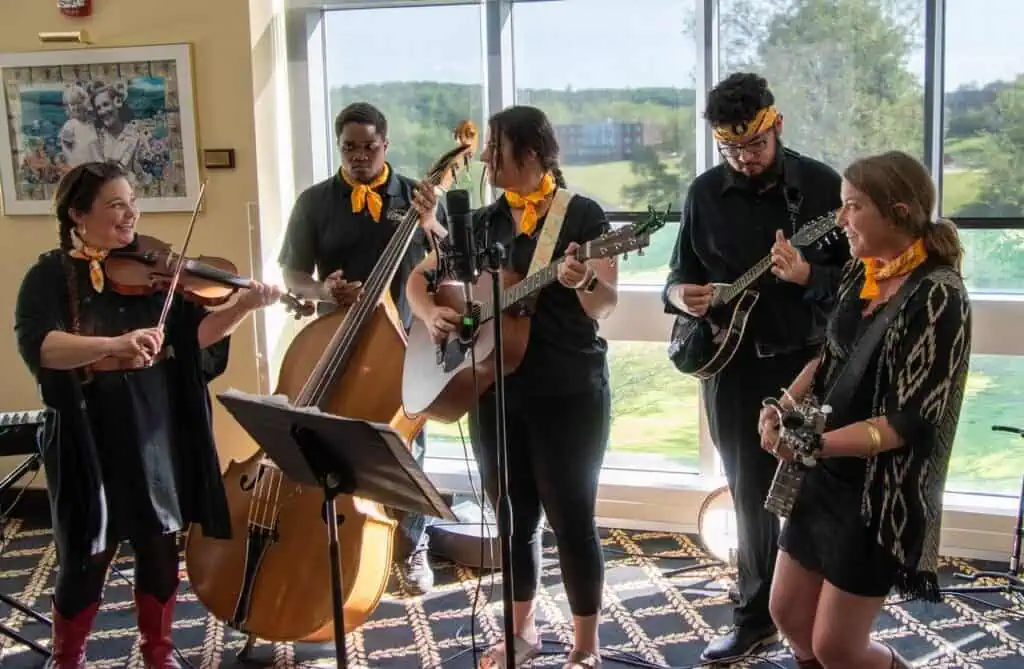 Orchestra Appalachia performing for an audience on Ferrum College Campus.