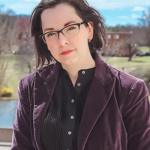 Headshot of Ferrum College staff Rebecca Crocker standing outside on campus.